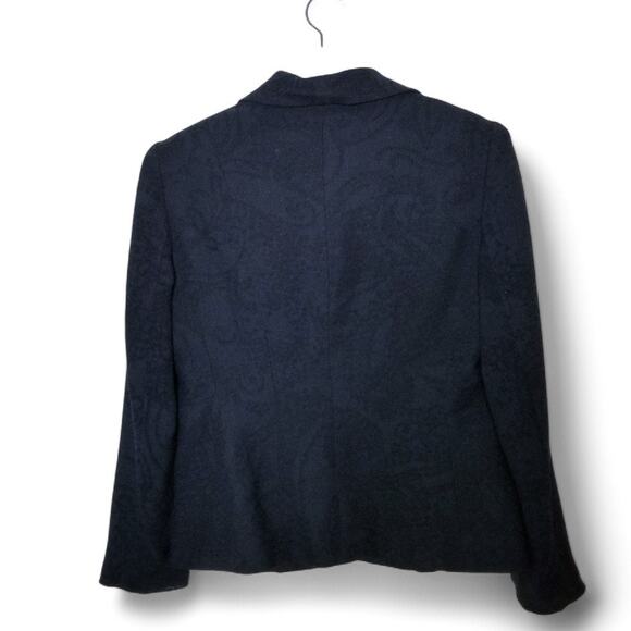 CARLISLE Blazer Wool Rayon Blend Black 3 Button Tux Collar Jacket - Size 8 - Picture 3 of 5